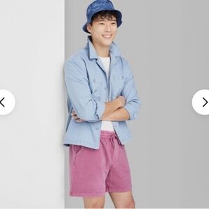 New Men's Knit Cargo Shorts 6" - Original Use Sz S Magenta